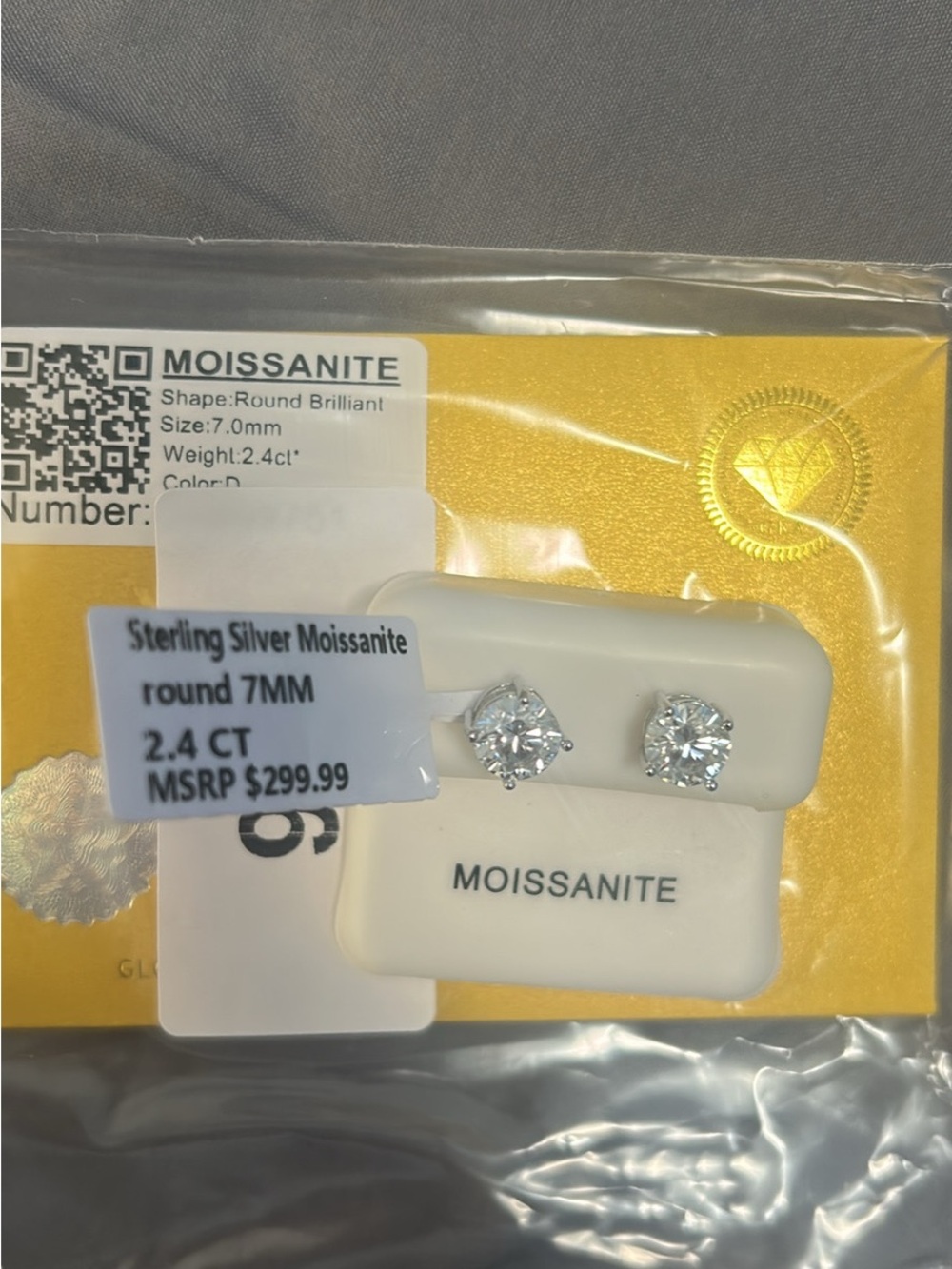 Sterling Silver Moissanite Round Stud Earrings